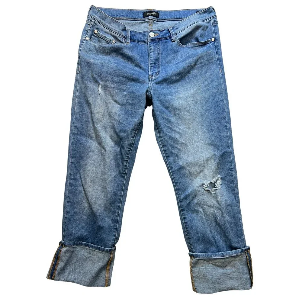 Buffalo David Bitton Womens Faith Jeans 31 Mid Rise Cropped Stretch Distressed